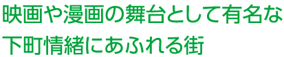 映画や漫画の舞台として有名な下町情緒にあふれる街