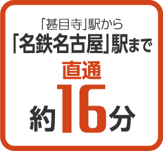 「甚目寺」駅から「名鉄名古屋」駅まで直通約16分