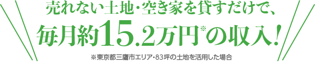 売れない土地・空き地を貸すだけで、毎月約15.2万円の収入！